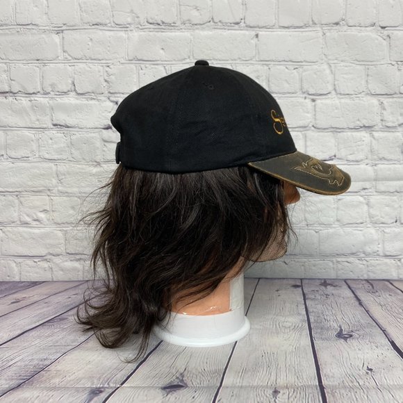 Vintage 90s Hat Cap Strap Back Black Signature Wellsite Supervision Eagle Logo - Picture 2 of 8
